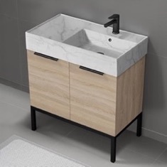 Modern Bathroom Vanity, 32 inch, Marble Style Sink, Free Standing